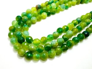 Cloudy White Green Agate Faceted Round 8mm Gemstone Beads RNF132-17 - Picture 1 of 3