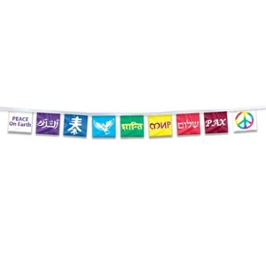 15' Ft Universal Peace Streamers, Peace Prayer Flag String, Peace On Earth Flags - Picture 1 of 1