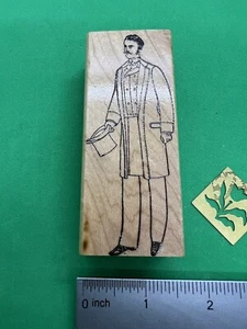 F6, sello de goma artística, caballero de la vieja moda NUEVO vintage - Imagen 1 de 2