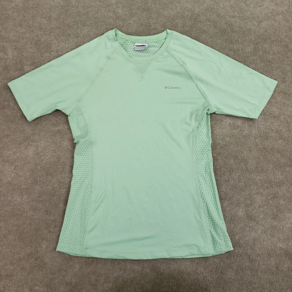 Camiseta Columbia Running Feminina XS Verde Gola Redonda Manga Curta Elástica - Imagem 1 de 4