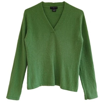 Madison Studio Size S Green 100% Cashmere Long Sleeve V-Neck Knit Soft Sweater - Image 1 of 4