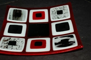 Schmelzglas Kreationen durch das Feuer Künstlerin Shelly Knupp quadratisches Herzstück - Bild 1 von 11