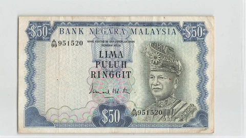 MALAYSIA 50 Ringgit 1976, P-16, Sign: Ali, A/99 951520 Nice Prefix, VF Grade. A8 Cover