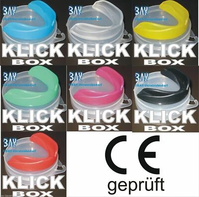 BAY® CE geprüft Zahnschutz + KLICK Aufbewahrungsbox GELB Mundschutz BOX Behälter