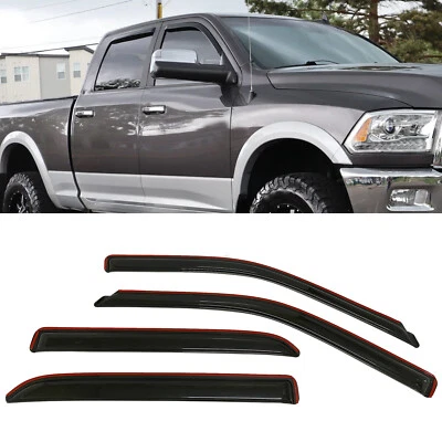 IN-CHANNEL Window Visors Sun Vent Rain Guard Fit 2010-2018 Dodge Ram 1500 2500 - Imagem 1 de 4