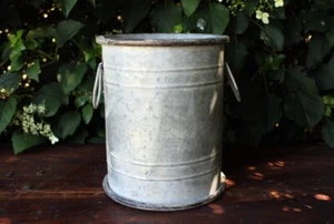 Zink Pflanztopf rund Blumenkübel Pflanzgefäß Mülleimer Vintage Shabby Nostalgie - Bild 1 von 7
