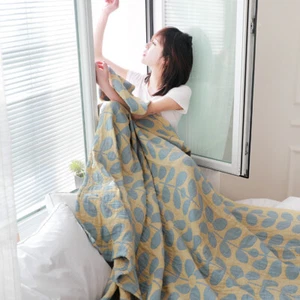 Breathable Blanket Pure Cotton Bed Cover Gauze Of Four Layers Active Printing - Picture 1 of 17