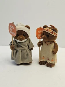 2 orsacchiotti vintage 1987 applausi storia floccati marroni del Ringraziamento - Foto 1 di 7