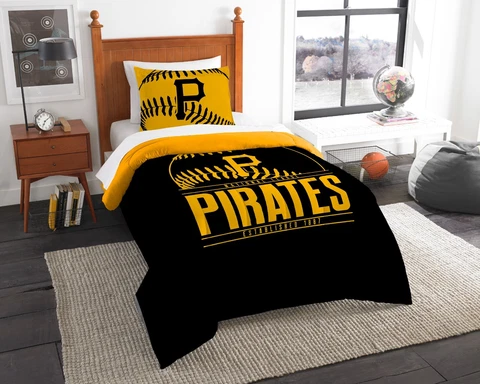 Pittsburg Pirates Bedding Twin Comforter & Sham Set "Grand Slam” OFFICIAL MLB Cover