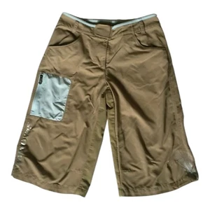 Salomon Womens Hiking Outdoor Tan Blue Nylon/Polyester Bermuda Pockets Shorts 6 - Picture 1 of 11