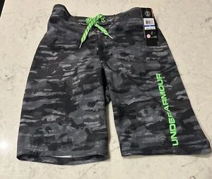 Brand New W/Tags Under Armour Boys' Grit Back Elastic GreyBoard Shorts - YXL - Picture 1 of 9