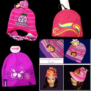 Dora Barbie or Mr Men Little Miss Girls Beanies Kids Character Double Knit Caps  - Picture 1 of 12