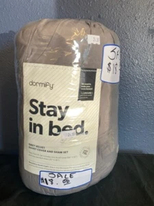 Twin / Twin XL - Gray Velvet Duvet Cover and Sham Set - By Dormify - Picture 1 of 5