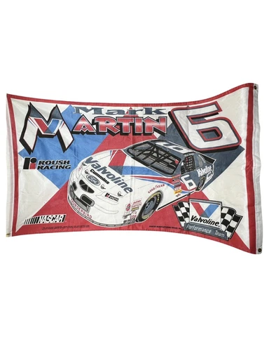 Vintage 90s NASCAR Mark Martin #6 Valvoline Flag 5’ x 3’ Hunter Roush Racing Cover