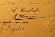 Autografo di GUGLIELMO MARCONI 1929 ( premio NOBEL 1909 )
