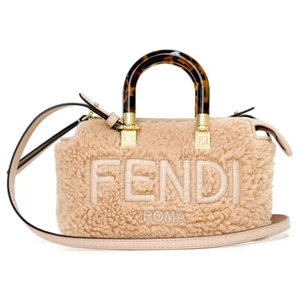 FENDI BY THE WAY MINI Shoulder Bag Shearling & Leather, Pink 8BS067 - Picture 1 of 10