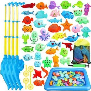 Magnetic Fishing Game for Kids with 4 Fishing Pole, Pool Fishing Games Fish Bath - Picture 1 of 12