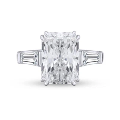 4.70 Ct Radiant & Baguette Cut Diamond Engagement Ring 14K YG Lab Grown - Image 1 of 4