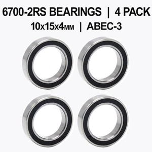6700-2RS Sealed Ball Bearings (10x15x4mm) - 4 pack - Chrome Steel - ABEC-3 - Picture 1 of 2