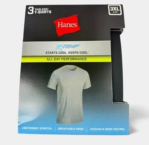 3 Pack Hanes Tagless T-Shirts Lightweight Stretch 3XL (54-56”)Gray Black X-TEMP - Picture 1 of 5