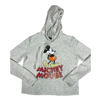 Sudadera con capucha gris jaspeado de Mickey Mouse de Disney para mujer pequeña con gráficos de dibujos animados Foto 1 de 4