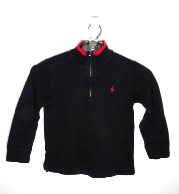 Suéter Pullover Vintage Polo Ralph Lauren 1/4 Cremallera Jóvenes Niños Talla 6 Pequeño Negro Foto 1 de 3
