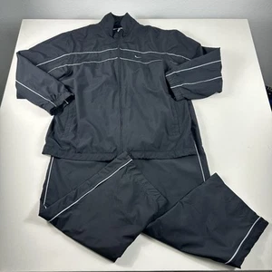 Vintage Nike Track Suit Windbreaker Gray Tag Jacket (XL) Pants (2XL) Black Gray - Picture 1 of 20