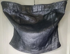 GAP Größe 12 hoch Denim schimmernd ärmellos Reißverschluss Damen Korsett Top Neu mit Etikett - Bild 1 von 6