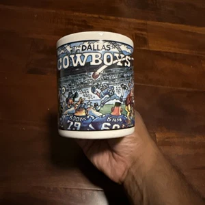 Vintage Dallas Cowboys NFL 1994 Custom Edge Cartoon Coffee Mug Cup SuperBowl NOS - Picture 1 of 5