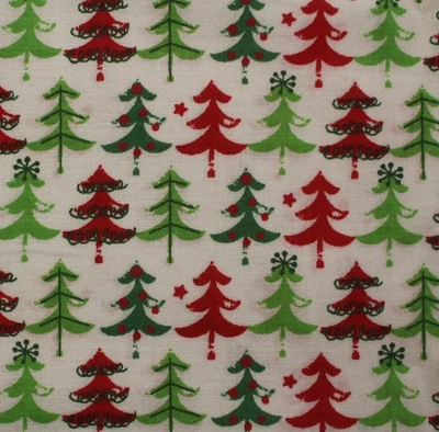 Tela Feline Drive FILAS DE ÁRBOLES DE NAVIDAD Blanco JoAnn - Cuarto Graso 18x22 FQ Foto 1 de 4