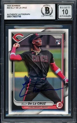 РАСПРОДАЖА! Elly De La Cruz Auto 2024 Bowman RC 22 Cincinnati Reds Auto GM 10 Beckett - Изображение 1 из 2