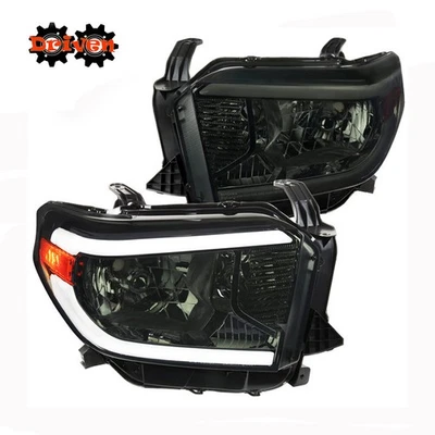 Faros halógenos LED ahumados para Toyota Tundra 14-21 blanco DL Foto 1 de 3
