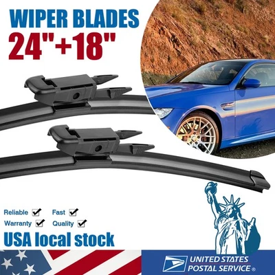 For BMW 320i xDrive 2013-2018 Brand New Front Windscreen Wiper Blades 24"+18" — 第 1/4 张图片