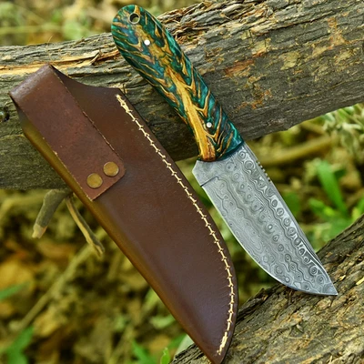 Дамасская сталь накладной монтаж ручной работы Skinner охотничий нож с сосновым конусом Corelon - Изображение 1 из 4