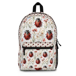 Ladybug Backpack Cute Cottagecore Custom Design School Travel Book Bag Gift - Picture 1 of 5