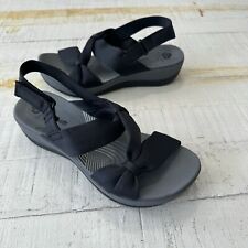 Clarks Cloudsteppers Arla Primrose Sandals size 9 Black Strappy Comfort