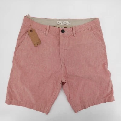 NEW H&M Shorts Mens 24 Red Chino Khaki Flat Front Preppy Casual - Image 1 of 4
