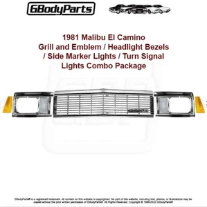 81 Malibu El Camino Grill emblem Head Lite Bezel Side Marker Turn Lamp Light SET - Picture 1 of 14