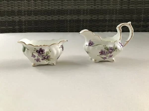 Victorian Violets by Hammersley Mini Creamer & Sugar set made in England - Picture 1 of 10