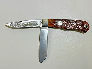 Vintage 1988 CAMILLUS USA NKCA Knife Big Brown Jigged Bone Trapper 2-Blade - Picture 1 of 15