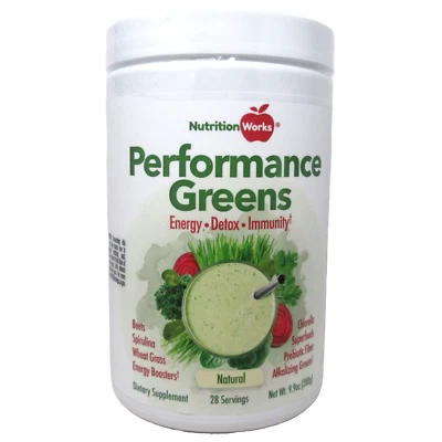 Batido en polvo Performance Greens mezcla de bebidas desintoxicación energética 9,9 oz Nutrition Works Foto 1 de 4