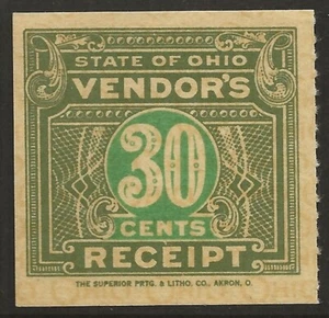 USA Ohio 1930s 30c Prepaid Sales Tax State Local Revenue Vendor's Receipt F/VF - Picture 1 of 1
