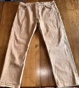 Levis 501 XX Jeans Straight Fit Button Fly No Stretch 46x34 Khaki Tan Rigid Mens - Picture 1 of 18