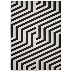 Linon Home Decor Area Rug 84"x60"x Ivory Black Washable Polyester Geometric - Picture 1 of 8