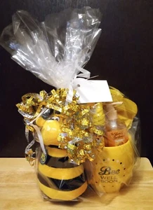 Bee Well Soon Gift Basket Burt's Bees Wax, Hand Soap, Honey Cough Drops, Bee Toy - Picture 1 of 4