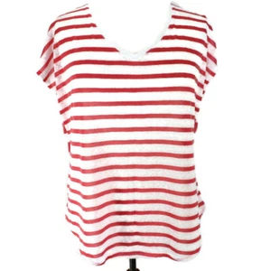 Ava & Viv Top Damen 3X rosa weiß Streifen ärmellos V-Ausschnitt halbtransparent Strick - Bild 1 von 7
