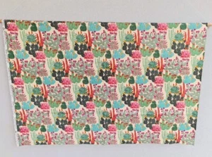 FABRIC REMNANT Cacti Cotton Drill 100cm x 110cm Craft Sewing DIY - Picture 1 of 5