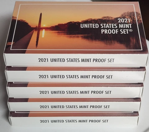 lot of 5 - 2021 us mint 7 coin proof sets (21rg) w/ box/coa, unavailable at mint Cover