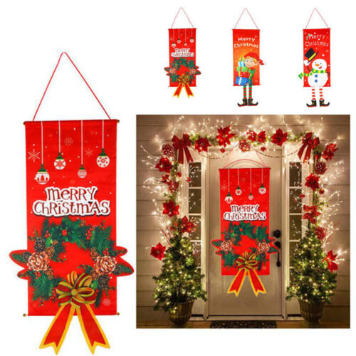 Merry Christmas Ornament Christmas Decoration Home Xmas Door Banner Hanging 1set