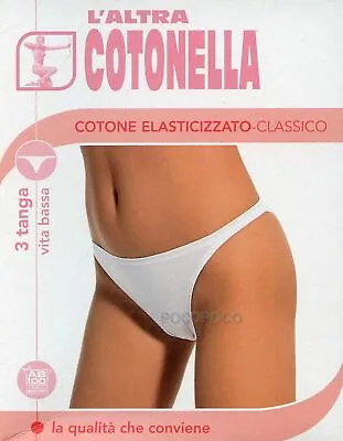 3 Tanga A Vita Bassa Da Donna In Cotone Elasticizzato Cotonella Slip 3161 • 6.83€
